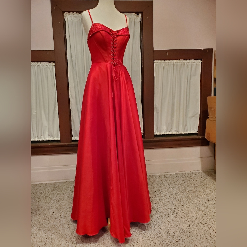 Red Lace up top Full Gown